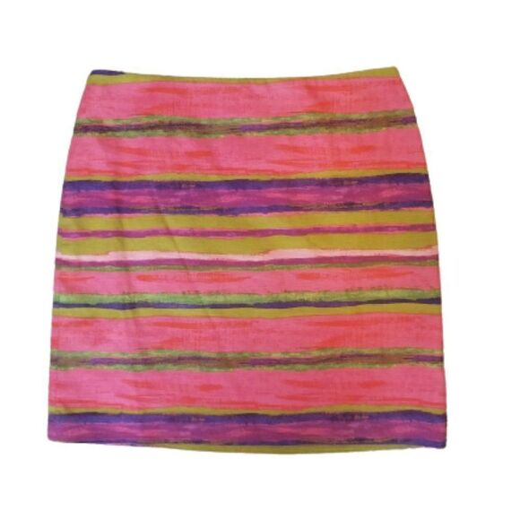 ANN Taylor Preppy Watercolors Striped Mini Skirt - Picture 1 of 5